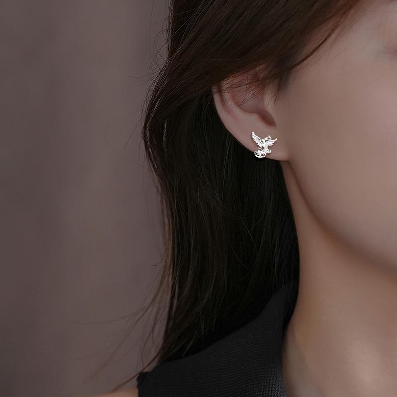 Earrings Antique Style Creative Design Auspicious Animal Phoenix Bird Earrings Fire Phoenix Earrings