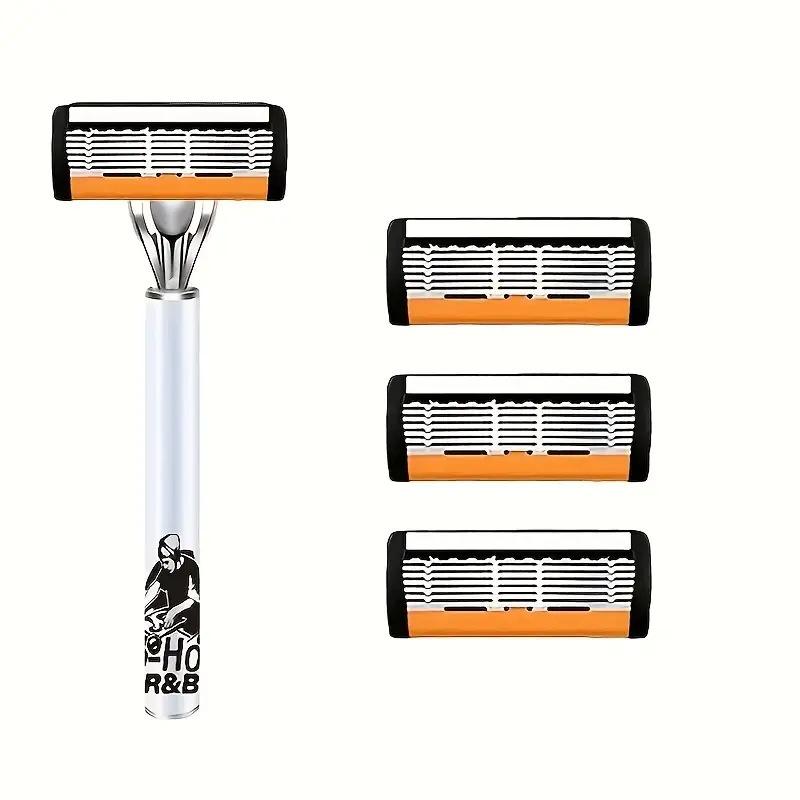 Six-Layer Razor Blade Shaver with Metal Holder for Hair Removal