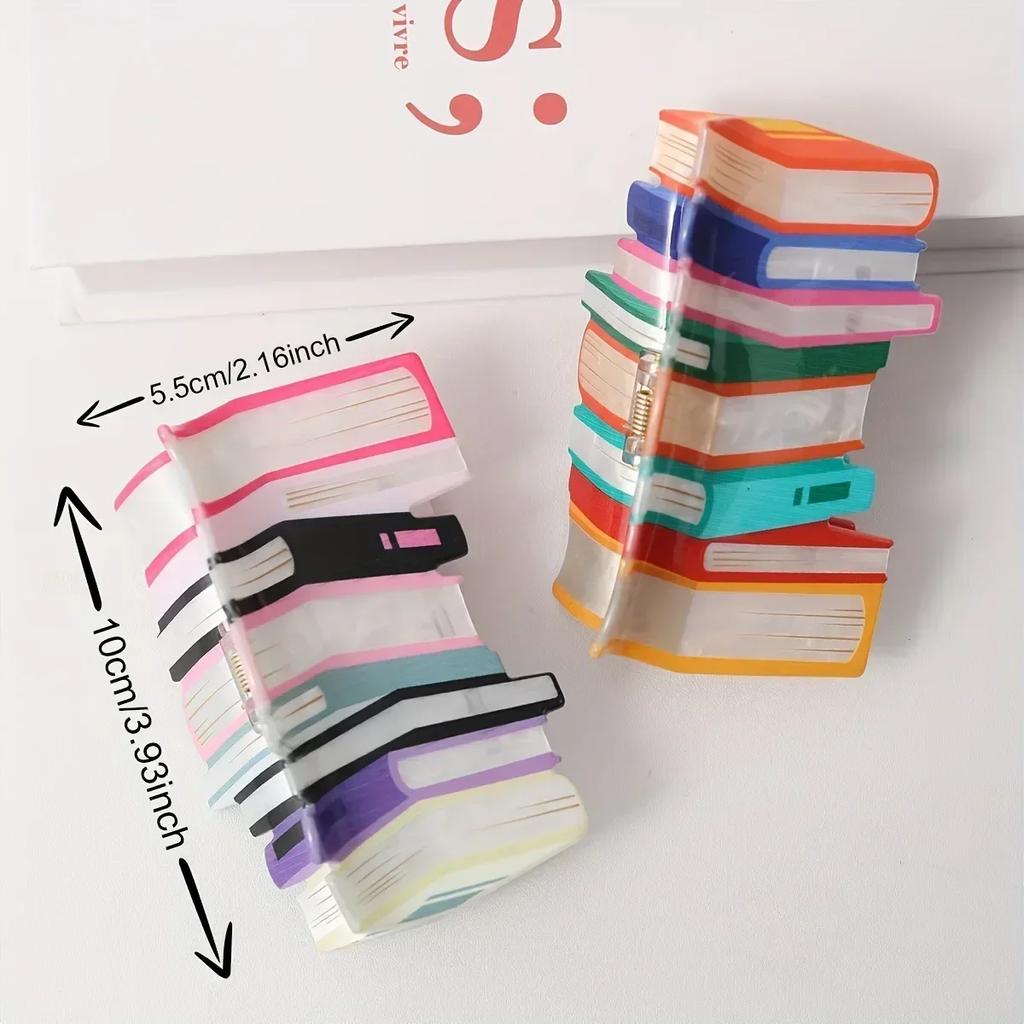 Kreative Regenbogenbücher Haarklammer Lustige Buch Krabbenhaarspange Lehrergeschenk Haiklammer Haarschmuck für Frau