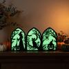 Halloween Wooden Ornaments Screen Ornaments, Glow in The Dark Gothic Arch No Assembly Decor, Atmosphere Supplies for Home Tabletop Party Decorations