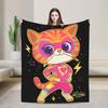 Super Kitties Anime Cat Blankets   Flannel Throw Blankets Bedroom Sofa Portable Soft Warm Bedsprea
