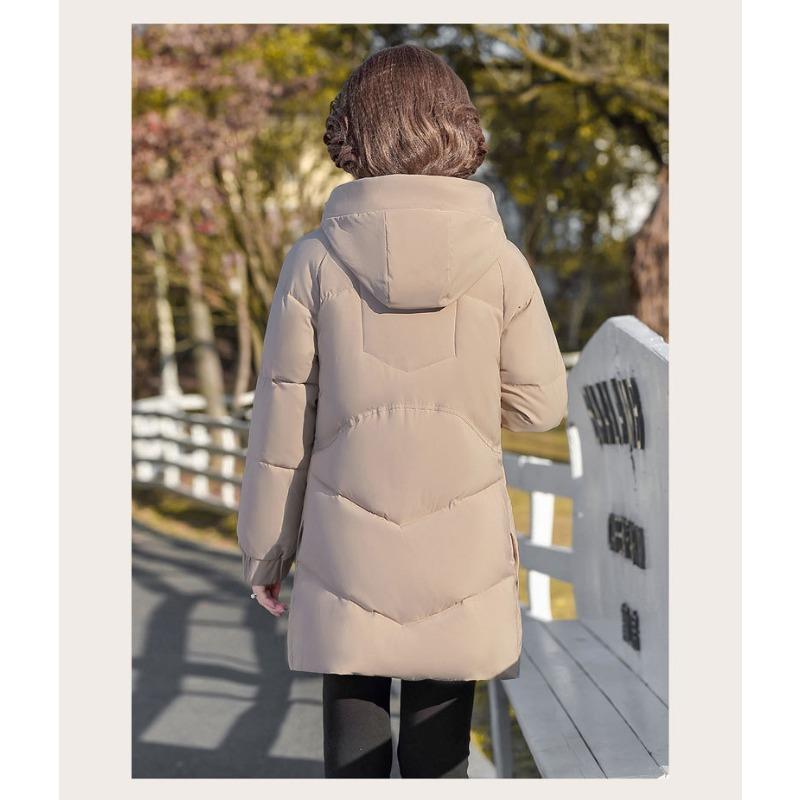 Winter Cotton Padded Jacket Hooded Fleece Thick Parkas Warm Loose Long Overcoat Middle Aged Coat