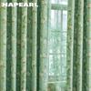 1 STÜCK NAPEARL Ländlicher Stil Sommer Grün Blumenmuster Vorhänge Vollverdunkelungsvorhänge für Schlafzimmer Wohnzimmer Balkonfenster zur Heimdekoration