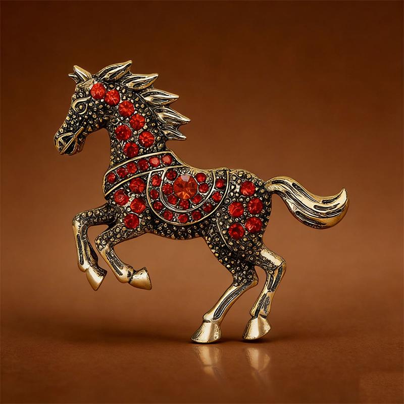 Luxury Strong Horse Brooches For Women Unisex 4-Color Elegant Enamel Animal Year Of The Horse Brooch Pins Gifts