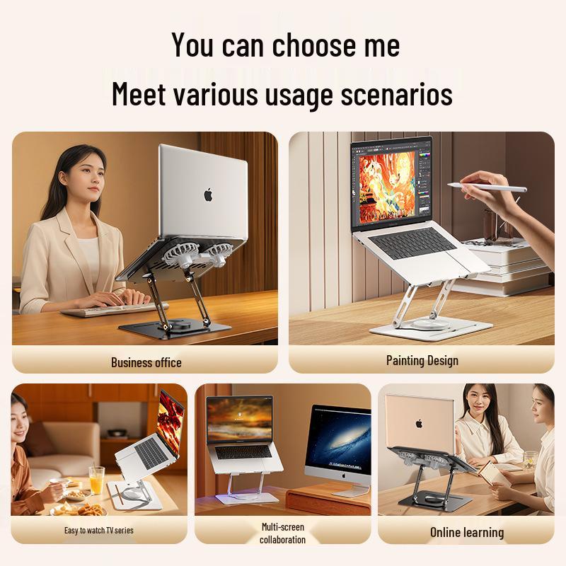 Portable Folding Laptop Stand with Cooling Fan and Storage