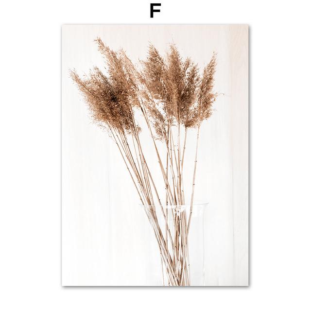 Beige Canna Fiore Foresta Lago di Montagna Arte da Parete Pittura su Tela Poster e Stampe Nordici Immagini da Parete per Decorazione Soggiorno