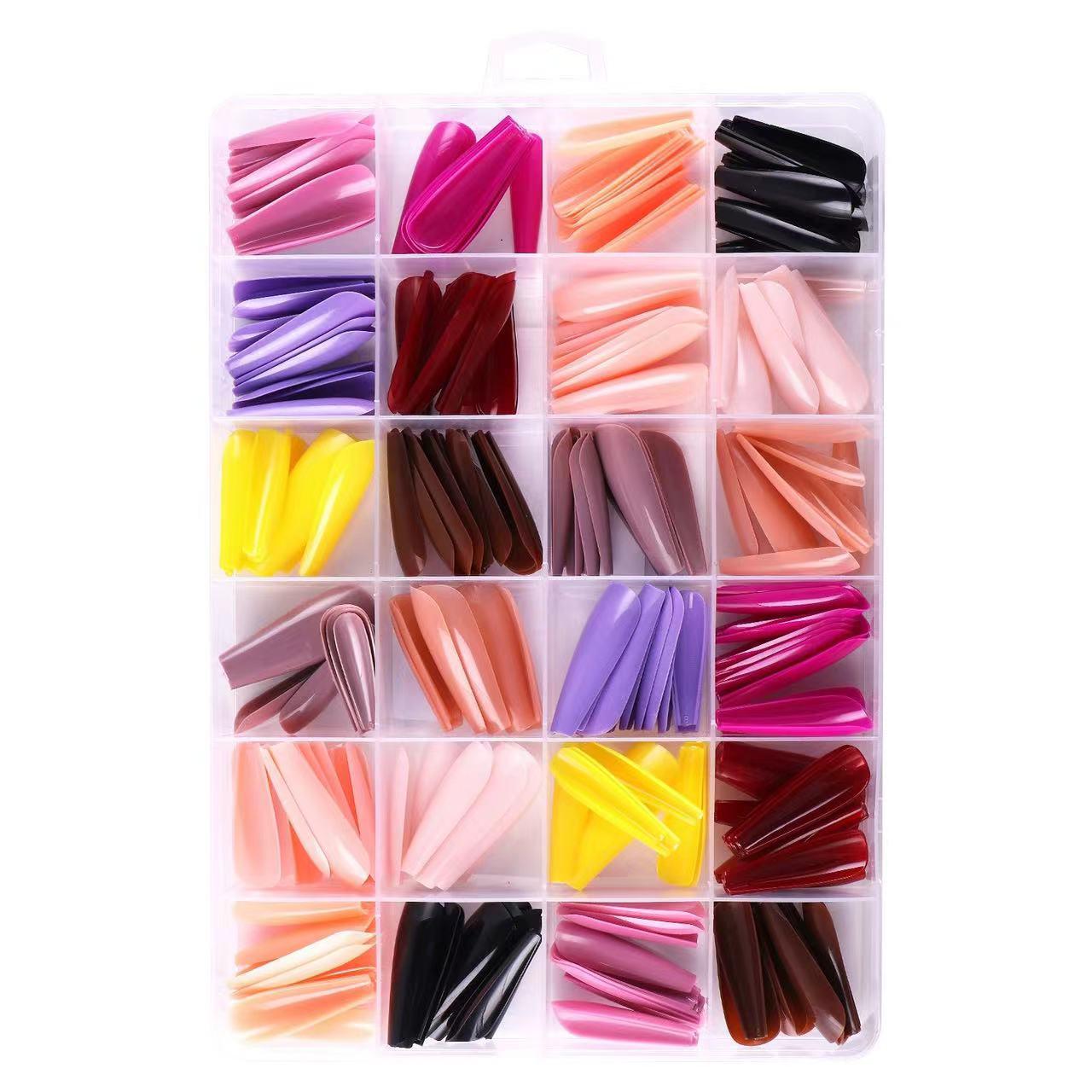 

24 смешанных типса и 288 длинных патчей для нейл-арта - набор «12 цветов балерина»