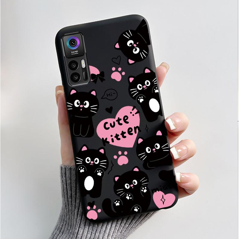Case For TCL 30 Plus 30 5G T676K T676J T676H T776H Phone Case Fashion Butterfly Flowers Black Silicone Shockproof Cover Casing