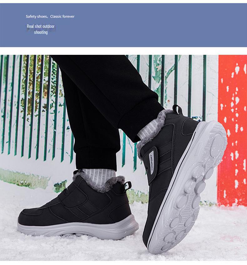 Men's High Top Waterproof Winter Boots with Velvet Lining - Soft Sole, Warm Snow Shoes for Elderly & Dad.