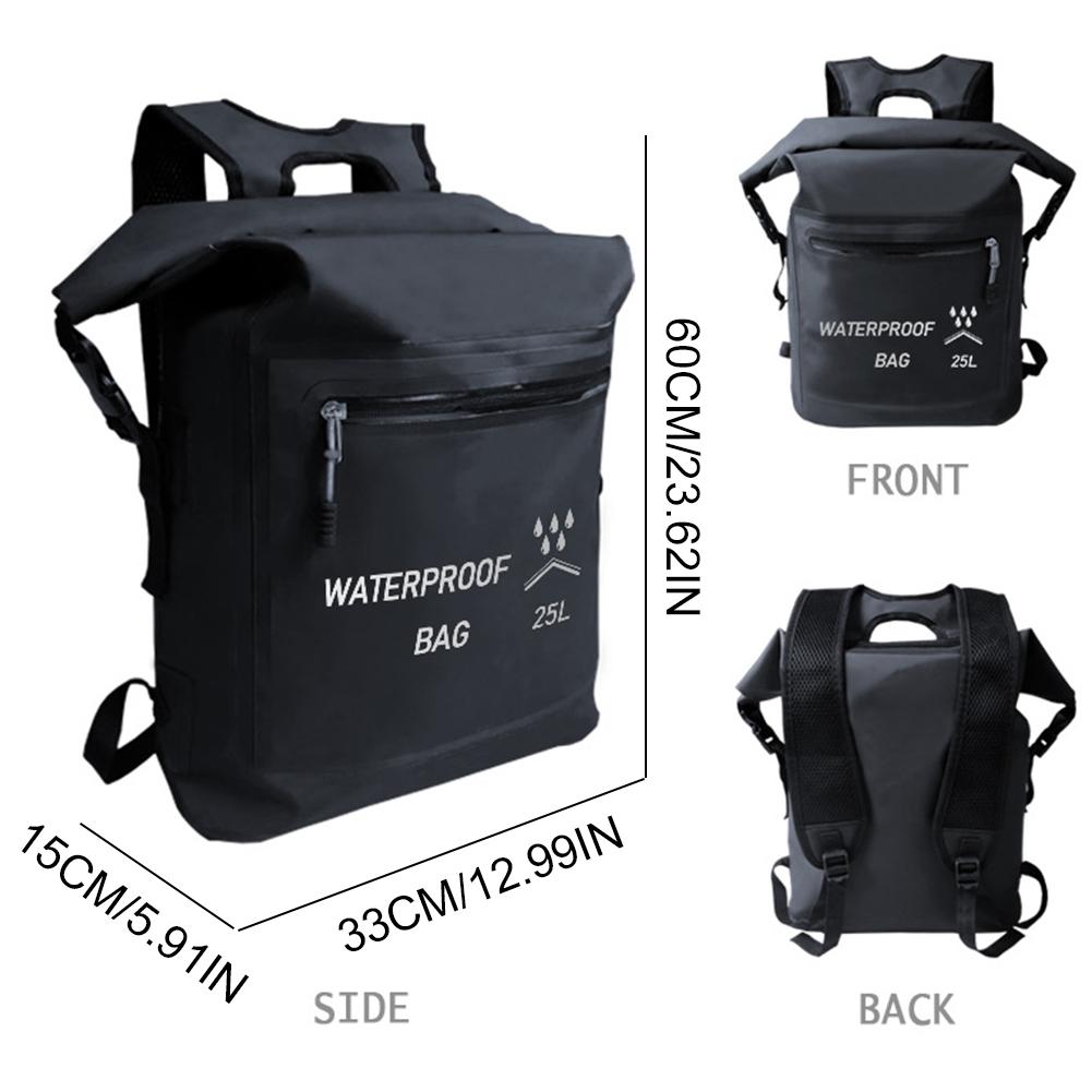 25L Waterproof Backpack Dry Backpack Large Capacity Rolltop Beach Bag PVC Swimming Backpack for Kayaking Rafting Boating