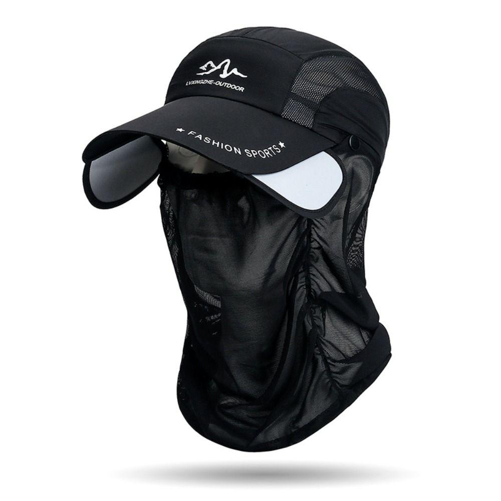 

New Retractable Brim Sun Hat Cycling Outdoor Multifunctional Sunblock Cap 360 ° sun protection Breathable Full Face Mask чорний
