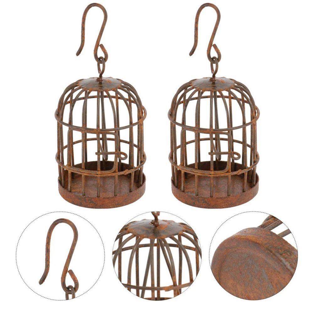 Metal Dollhouse Fence Rusty Red Miniature Decorative Figurine Fairy Garden Swing Bonsai Ornament