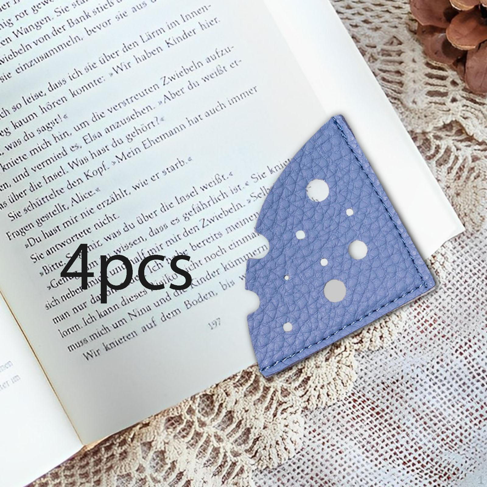 

4 шт. Угловые закладки для книг Маркер Прочные канцелярские принадлежности Закладки-клипсы из ПУ для синий