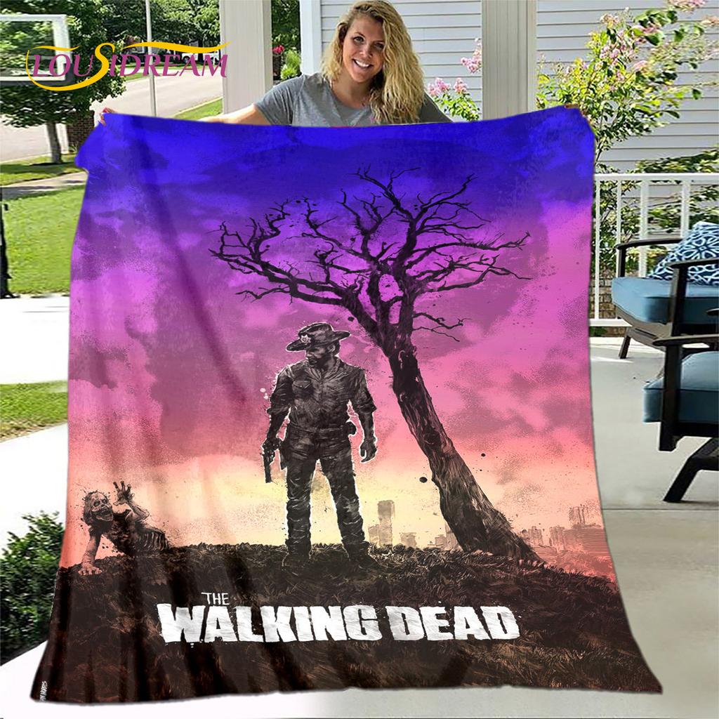 The Walking Dead Korku Yumuşak Peluş Battaniye, Flanel Battaniye Atmak Battaniye Oturma Odası Yatak Odası Yatak Kanepe Piknik Örtüsü Bettdecke