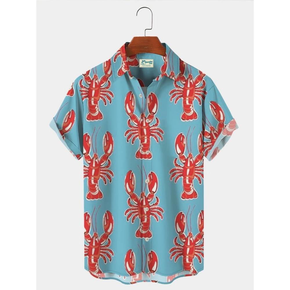 Modische Sommerhemden mit Schildkrötenprint Hawaiianische Knöpfe Herren Strand Kurzarm Lässig Revers