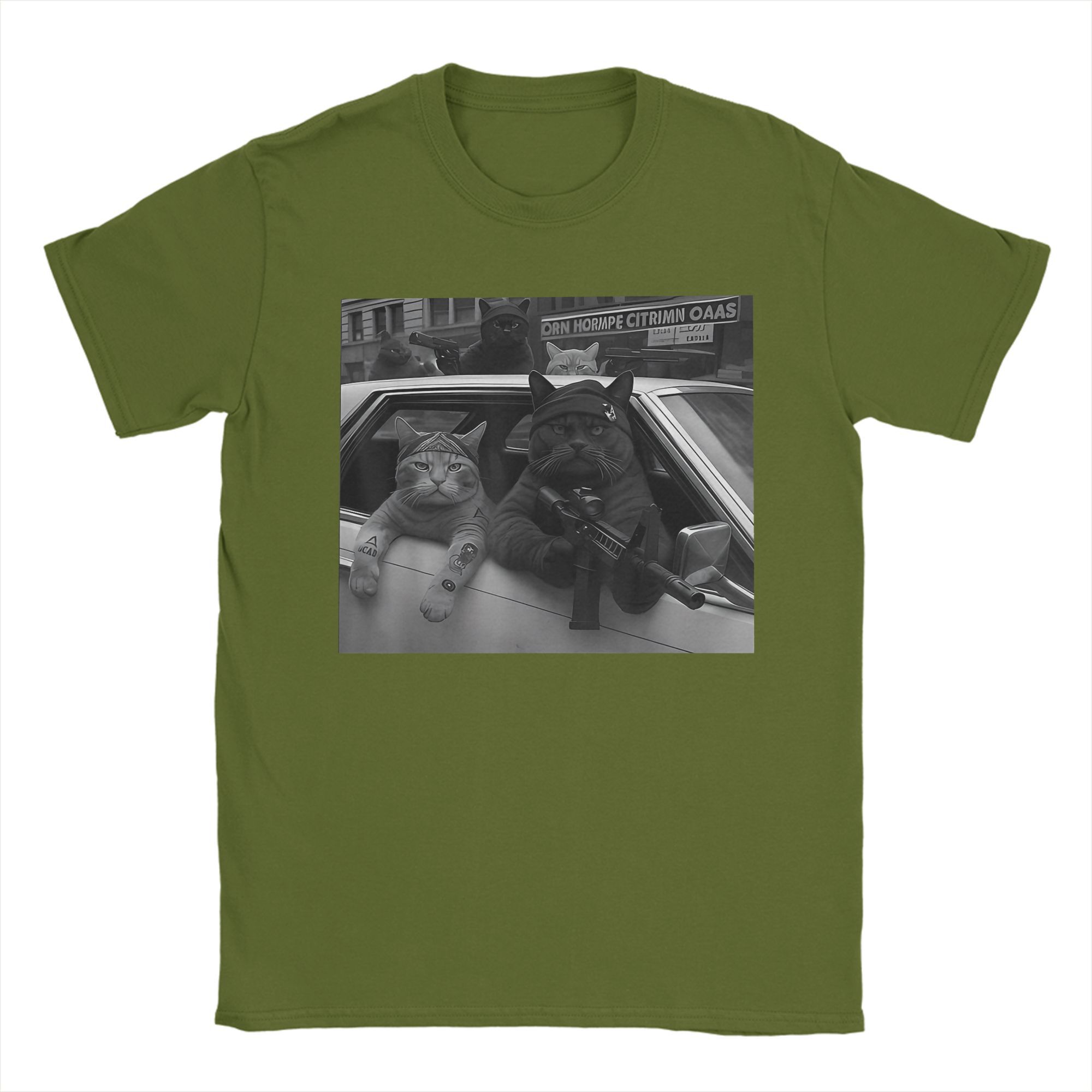 

Мужские Смешные Бандитские Коты Уличные Футболки Хлопковые Футболки Летние Потрясающие Футболки с коротким рукавом Круглый вырез Хип-Хоп Повседневная Футболка 4XL