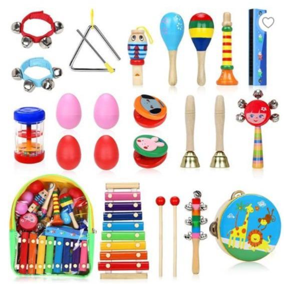 Orff Percussion Set: Tambourine, Wrist Bells, Claves for Kids Contact Customer Service