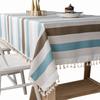 Gestreifte Tischdecke Schlicht Modern Baumwolle und Leinen Stoff Tischdecke Kaffeetischdecke Foto Hintergrundstoff Fleckenrutschfest
