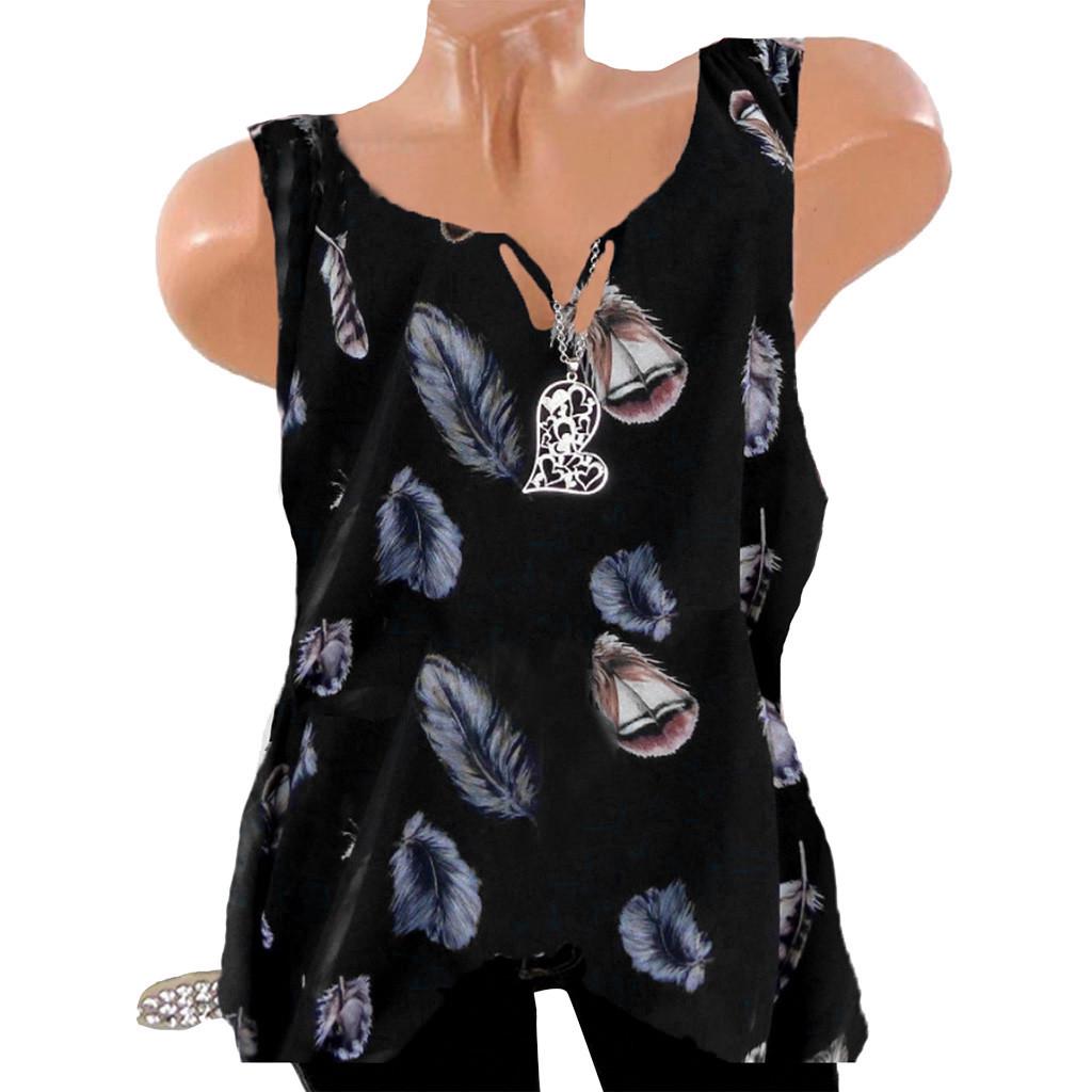 Feather print V-neck blouse for women | Nora