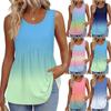 Square Collar Tank Top Women Print Tank Tee Casual Loose Fit Sleeveless Shirt