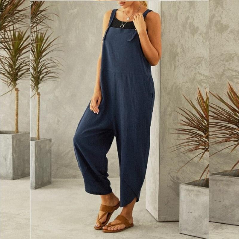 Women's Fashion Casual Pants Rompers Jumpsuits Overalls Bib Pants Long Trousers Playsuit Plus Size S-5XL
