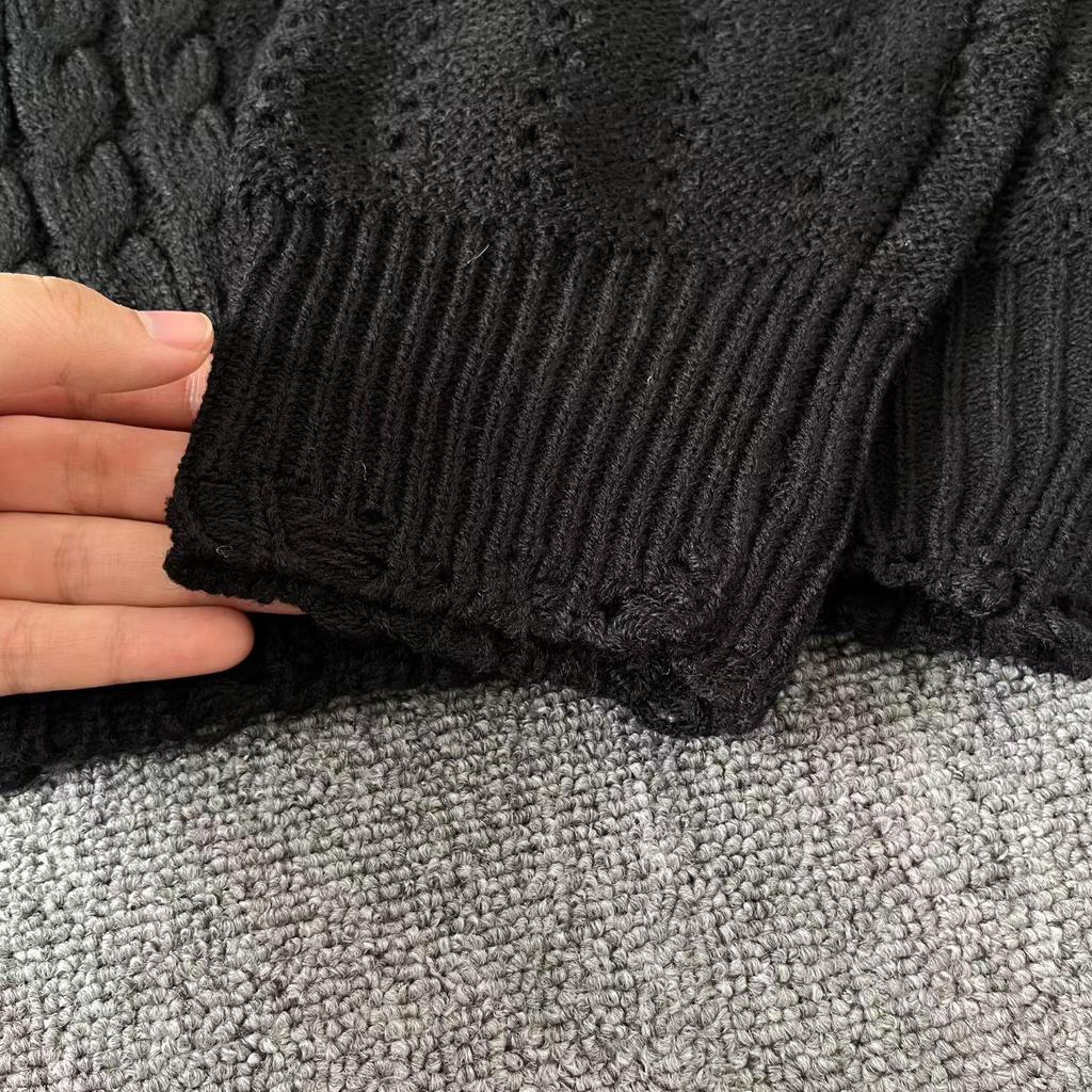 ENFANTS RICHES DEPRIMES Asymmetrical High Neck Cable Knit Sweater