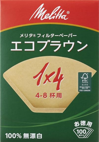 Melita Eco Brown 1x4 Coffee Filter Paper, 4-8 Cups, 100 Sheets X 3 Packs