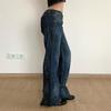 Retro Low-Waist Distressed Straight-Leg Jeans mit Katzenbart-Waschung