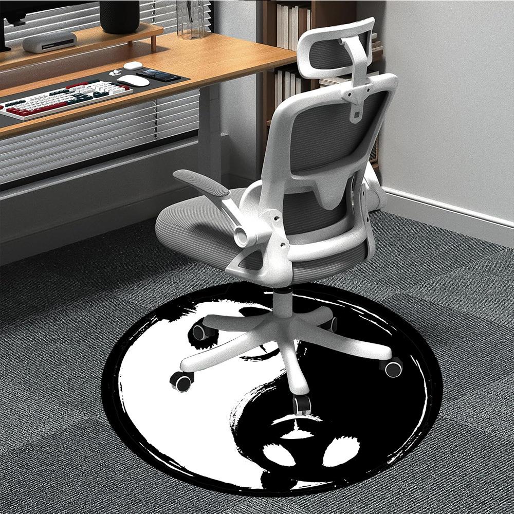 1pc Panda YinYang Office Round Area Rug, Indoor Mat Suitable For Office, Under Office Chairs Bedroom Living Room Home Decor, Room Deco