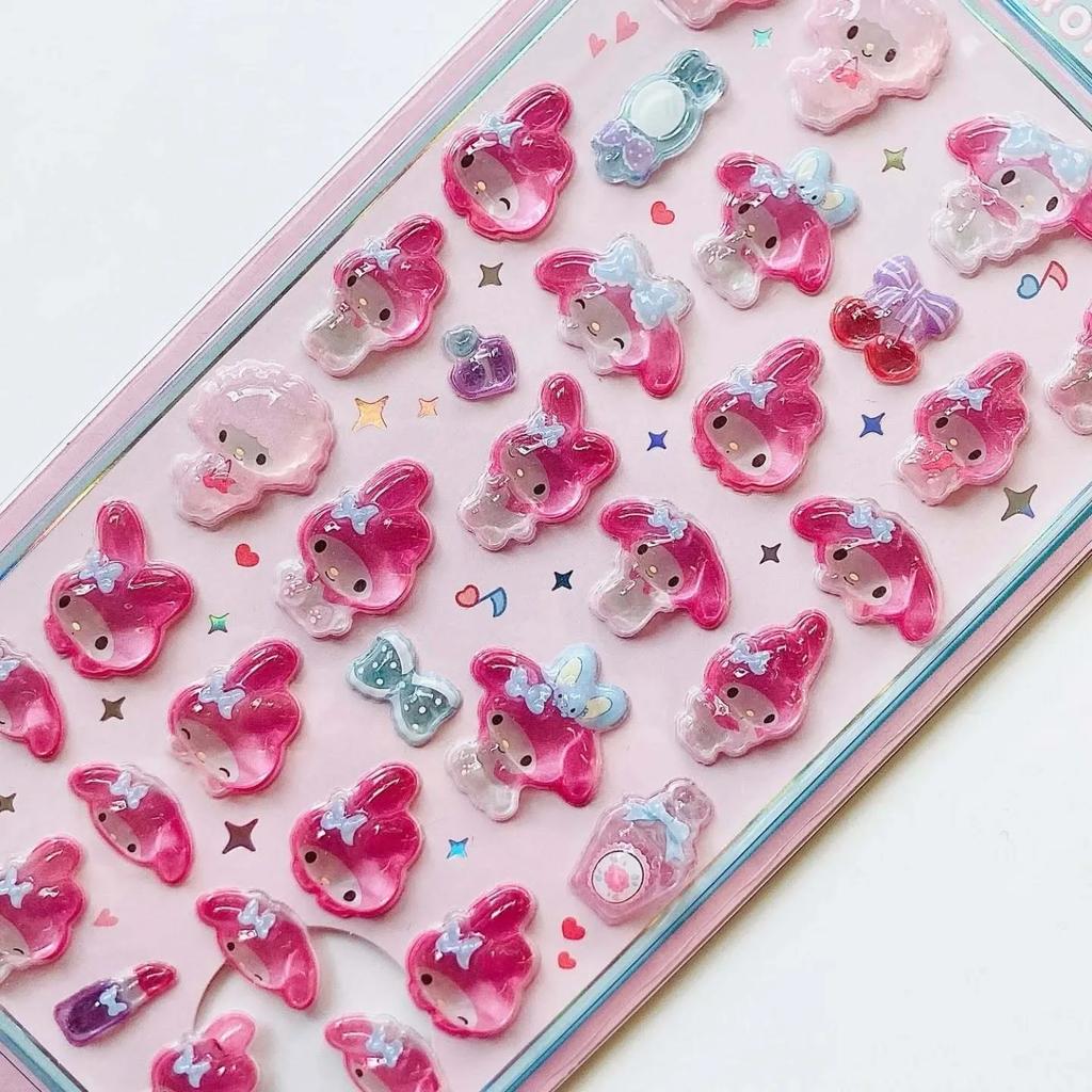 2026 Anime Hellokitty Hangyodon Cinnamoroll 3Dtransparent Jelly Sticker Crystal Decorative Stickers Children's Phone Casesdiy