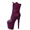 European Peep-toe Snake Print Unisex Ankle Boots for Stage and Pole Dancing, 20cm Heel