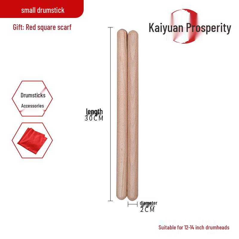 Solid Wood Drumsticks with Red Ribbon for Adult & Children Drumming and Dance.