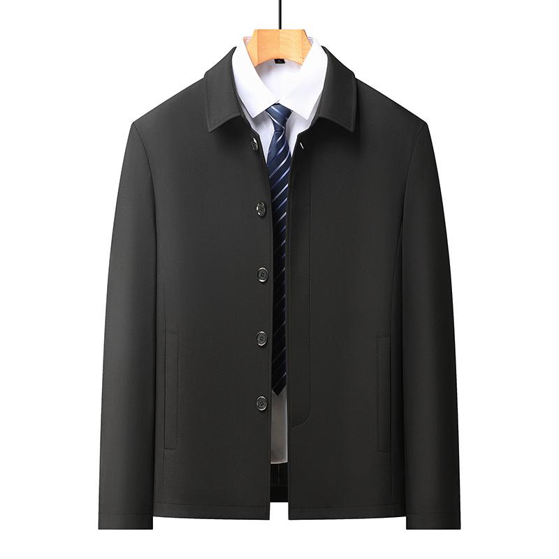 Men's Lapel Button Jacket, Business Casual, Spring/Autumn, for Middle-aged and Elderly (60-70) Fathers.