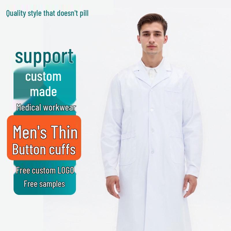 Unisex Custom Logo Long Sleeve Laboratory Coat