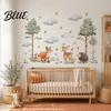 Forest Animal Wallpaper for Home Decor Watercolor Animals Wall Stickers Cute Fox Deer Hedgehog PVC Waterproof Decals Gentle Healing Style