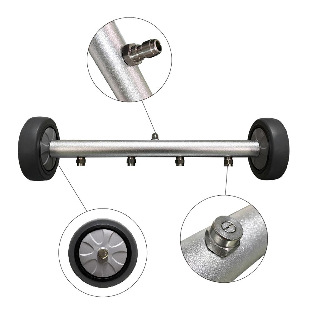 2 In 1 Pressure Washer Attachment Undercarriage Cleaner Water Broom Surface Cleaner with 4 Nozzles