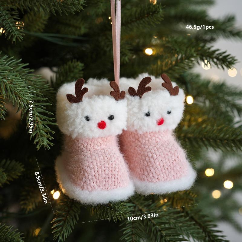Red Fabric Small Boots Pendant Christmas Ornament Christmas Eve Gift Christmas Tree Car Pendant Decoration