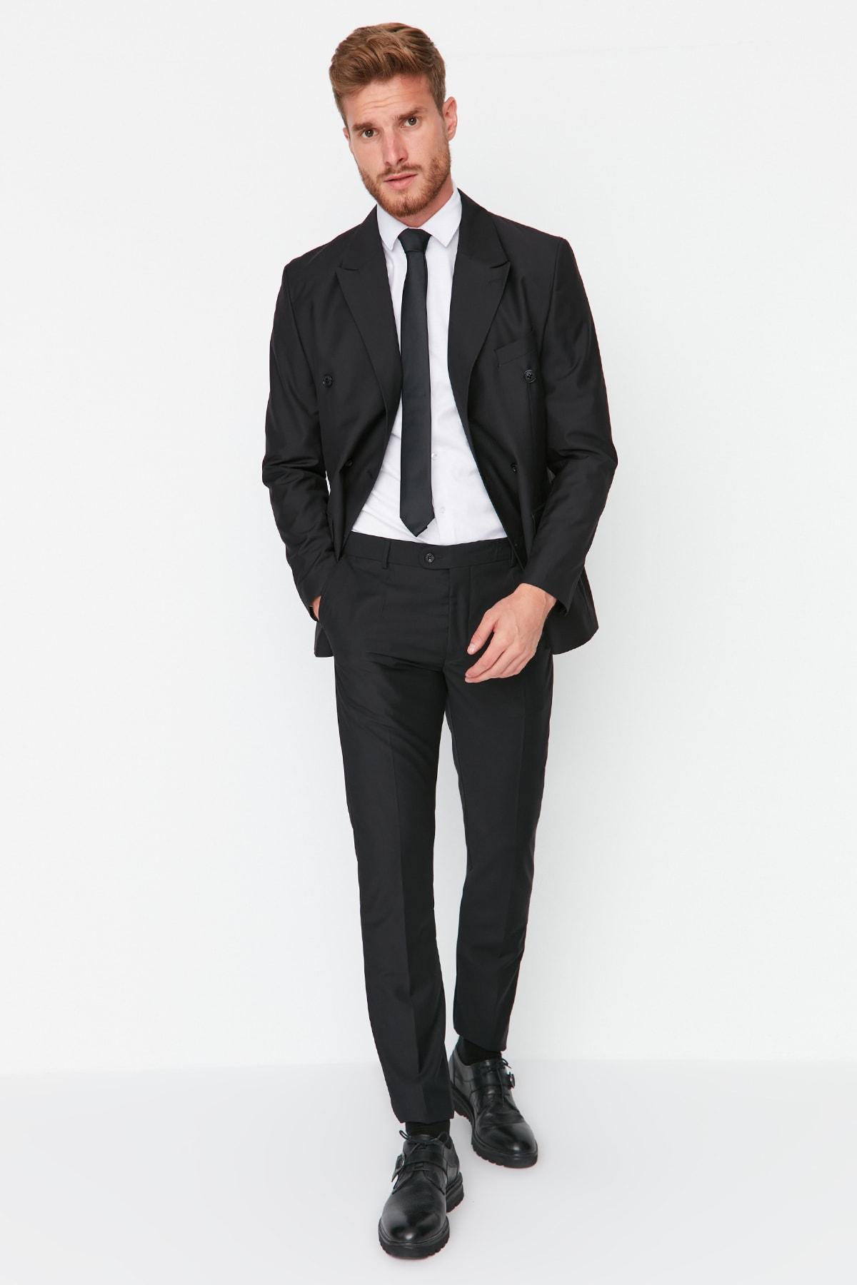 

Black Men s Regular Fit Trousers TMNAW23PL00007..