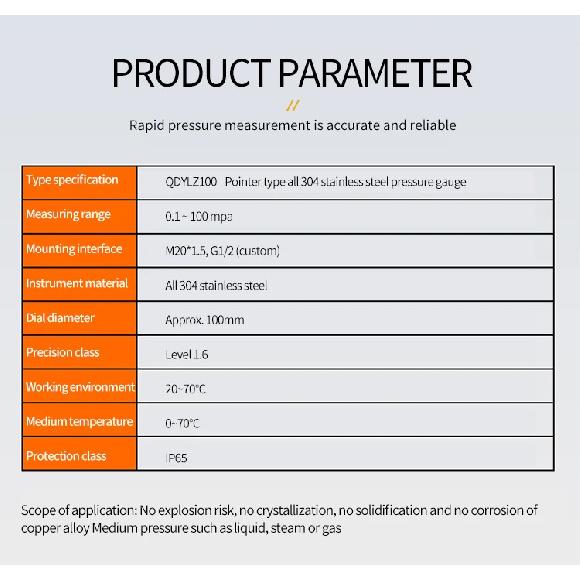 Pressure Gauge Manometer 60mm Dial -0.1-1.6Mpa 0-40Mpa Pressure Meter Manometer M14*1..5 Water Oil Air Pressure Manometer