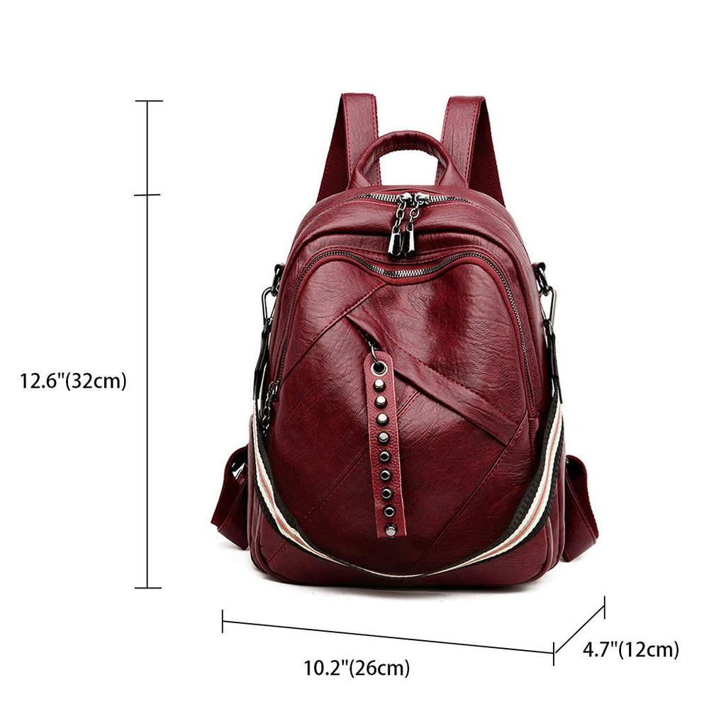 BUKESIYI Mini-Rucksack für Damen, Große Kapazität, Wasserdicht, PU-Leder, JP78196, Weinrot