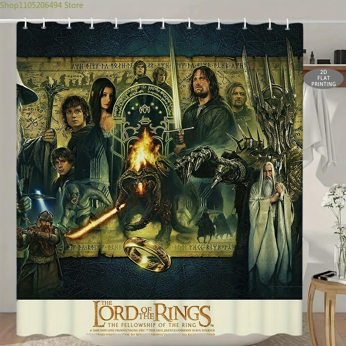 

1pc 2D Flat The Lord of the Rings: The Fellowship Pattern Shower Curtain, Perfect for Christmas and Halloween Decorations or 90x180cm