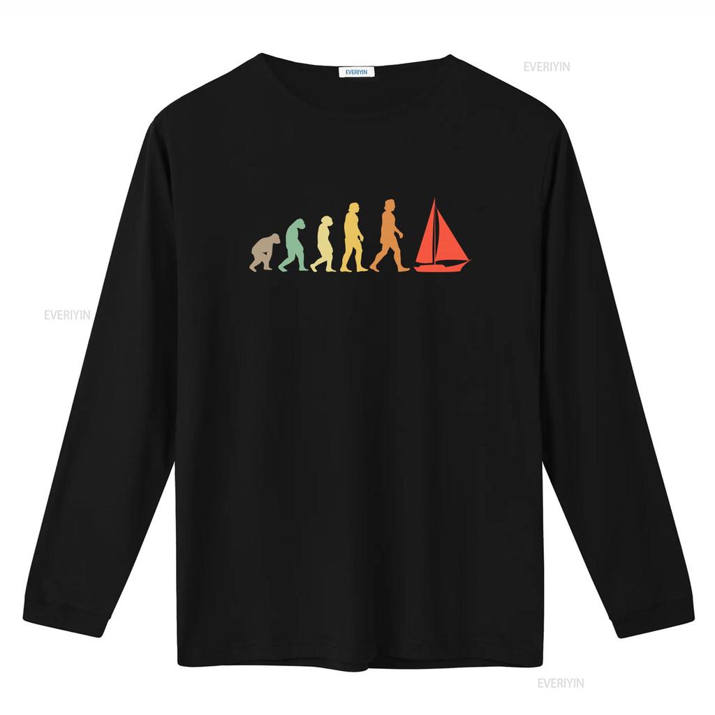 Sailing Evolution T Shirt for Men Funny Dad Lover Print Cool Design vintage Washed Versatile Casual Stretched homme Stylish