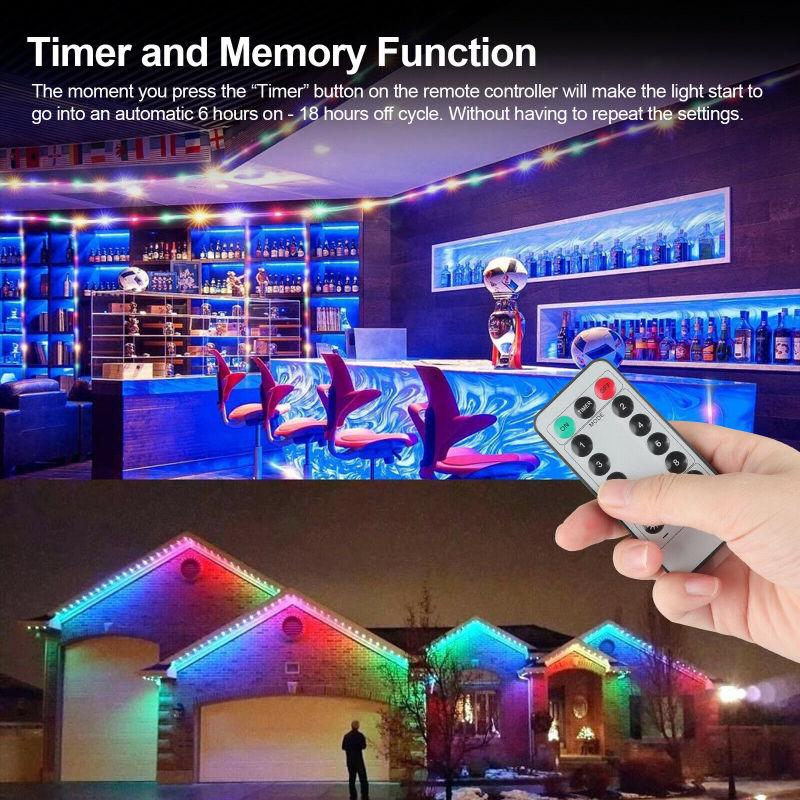 33ft/10m Led String Light 8 Modes Dimmable Waterproof Multi-color Outdoor Rope Strip Light With Remote Control