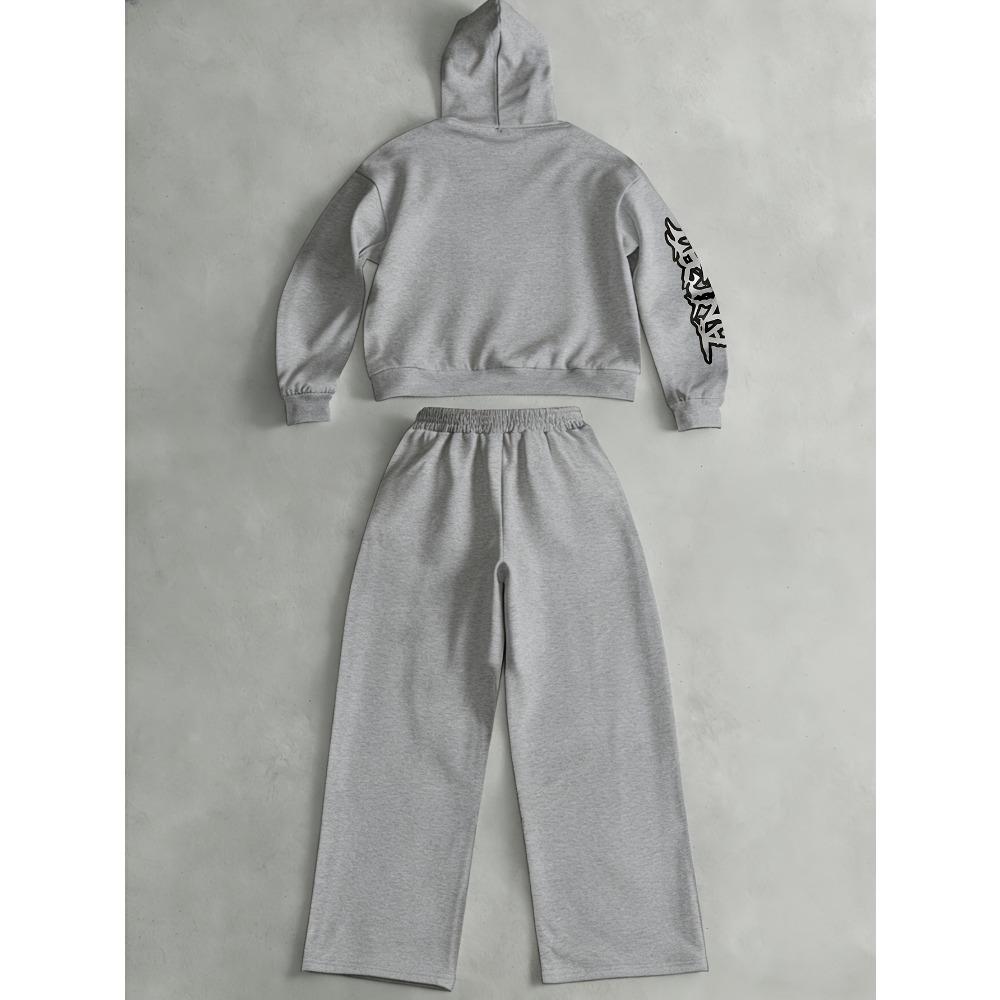 Trendy Autumn and Winter Sportswear Set, Men's Multifunctional Drawstring Hooded Sweatshirt and Casual Sweatpants