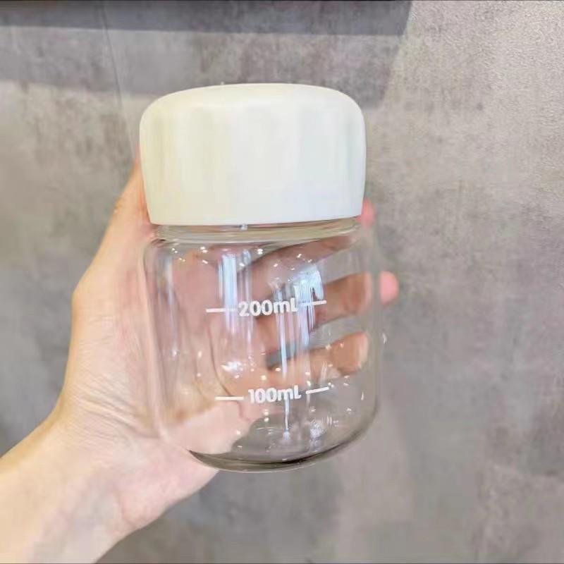 Mini Chubby Cup: Portable Cute Glass with Scale for Water & Soy Milk, Free Shipping 300ml