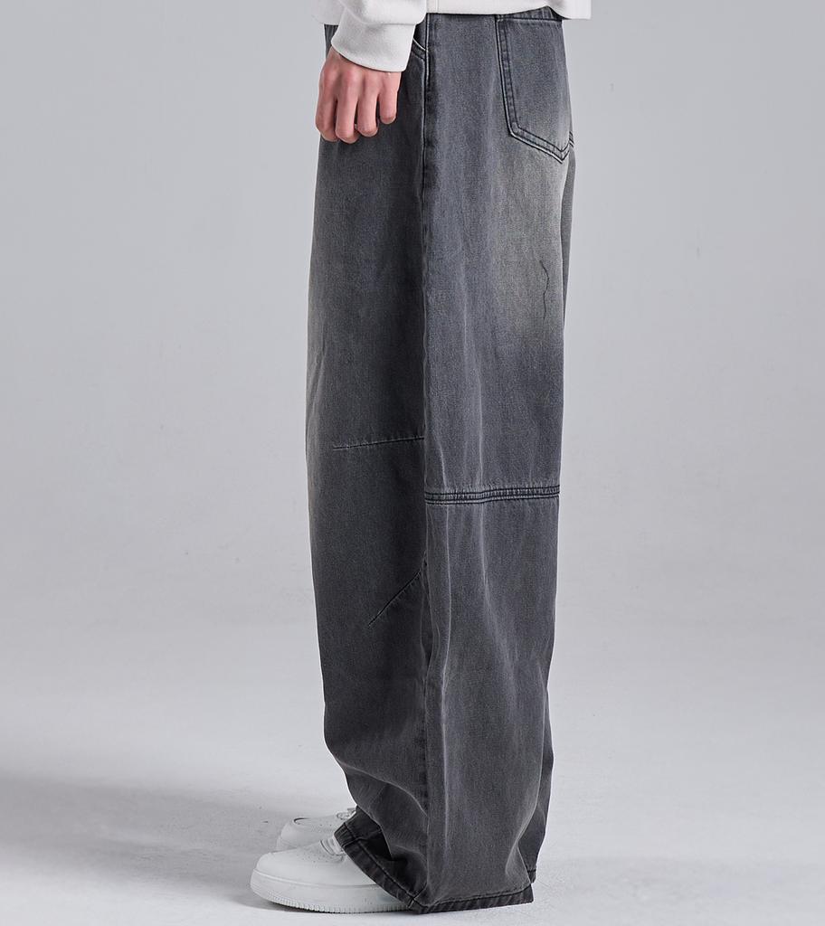 Beoteunseoul Balloon Fit Soft Wash Denim Pants (Gray)