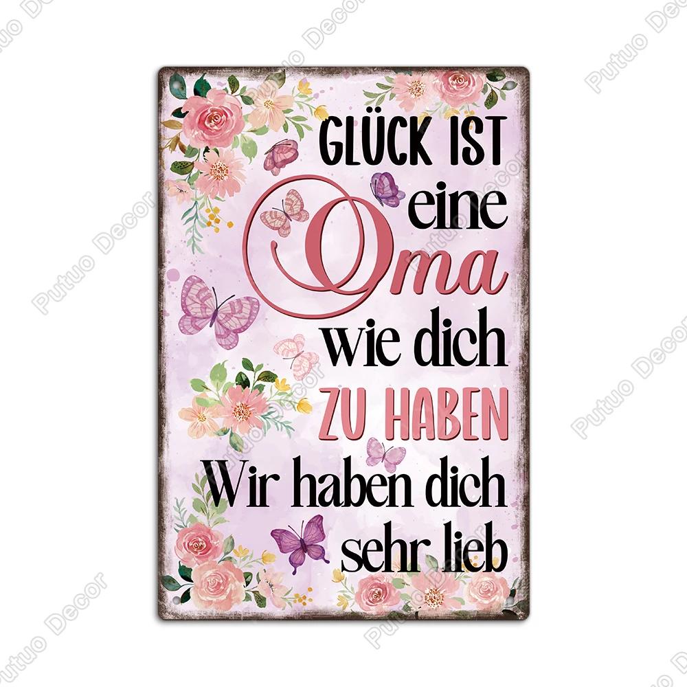 Putuo Decor German Vintage Metal Tin Sign xin Rustic Wall Art for Farmhouse Office Coffee Shop Unique Gift Idea for Friends
