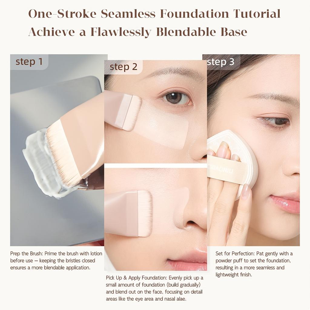 1PC Milk Coffee Foundation Brush Flat Head Traceless Liquid Foundation Special Mask Concealer Ultra Thin Flat Head Makeup Brush Tool