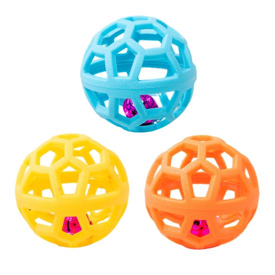 Pet Toy Hollow Ball Shape Built-in Bell Pet Toy Bite-Resistant Soft TPR Material Interactive Dog Toy Boredom Relief Dog Toy