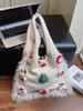 2025 Christmas Dopamine Knit Tote: Large Capacity Shoulder Bag for Easy Commute